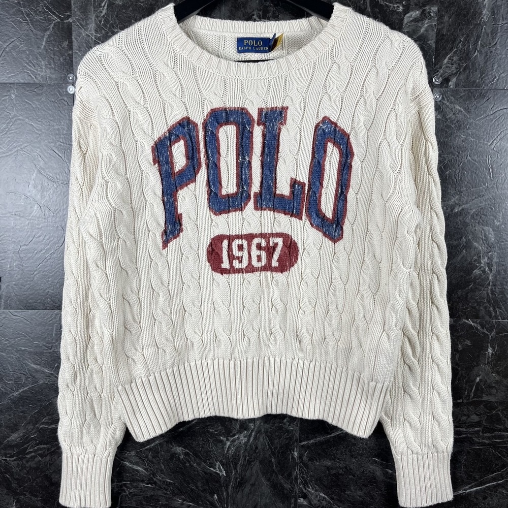 Polo Ralph Lauren Women's Beige Spell 1967 Cable Knit Sweater XS